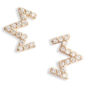 Anzie Zig Zag 14k Diamond Stud Earrings NWT $950